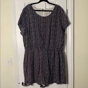 Forever 21 Blue and Cream Plus Size Romper Shorts